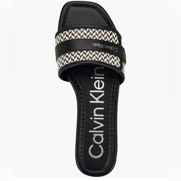 Calvin Klein Shoes - Calvin Klein Black and Cream Patterned Sandals